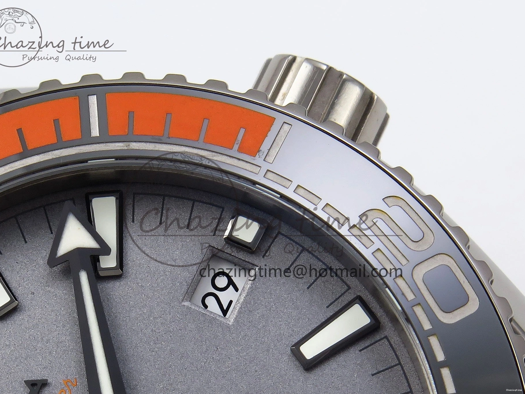 0210 Comfortable Planet Ocean 43.5mm SS VSF 1:1 Best Edition Black Orange Bezel Gray Dial on Nylon Strap A8900 Super Clone V 7730